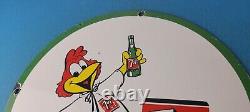 Vintage 7 Up Porcelain Soda Beverage Coca Cola Rooster Gas Service Station Sign