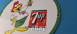 Vintage 7 Up Porcelain Soda Beverage Coca Cola Rooster Gas Service Station Sign