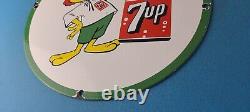 Vintage 7 Up Porcelain Soda Beverage Coca Cola Rooster Gas Service Station Sign