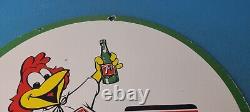 Vintage 7 Up Porcelain Soda Beverage Coca Cola Rooster Gas Service Station Sign