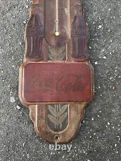 Vintage Advertising DRINK COCA COLA Double Coke Soda Bottle Tin Thermometer Sign