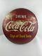 Vintage Advertising Drink Coca-Cola Button Sign, Large 24, Sign Of Good Taste