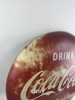 Vintage Advertising Drink Coca-Cola Button Sign, Large 24, Sign Of Good Taste