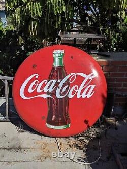 Vintage Advertising Porcelain Coca Cola Coke Button Sign 48