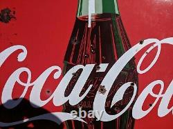 Vintage Advertising Porcelain Coca Cola Coke Button Sign 48