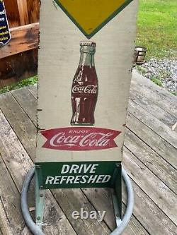 Vintage Antique 1950's Coca Cola Wooden School Zone Sign RARE