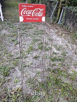 Vintage Antique Coca Cola Advertising Store Display Rack SIGN