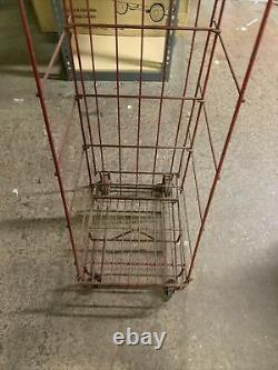 Vintage Antique Coca Cola Advertising Store Display Rack SIGN on wheels