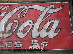 Vintage Antique Coca-Cola Metal Advertising Sign 35'' Elwood Myers Co
