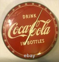 Vintage Antique Coca-Cola Round Metal Thermometer Sign -12 Diameter
