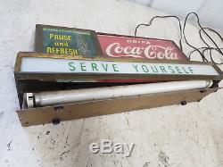 Vintage / Antique Lighted Coca Cola Serve yourself Advertising Sign RARE