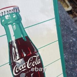 Vintage Authentic Ice Cold Coca Cola Fishtail Bottle Metal Advertising Sign