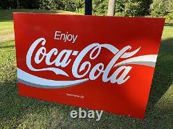 Vintage Authentic Original Enjoy Coca Cola 66x44 Large Metal Sign NOS A-M 9-90