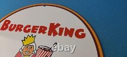 Vintage Burger King Porcelain Sign Coca Cola Gas Restaurant Service Station Sign