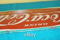 Vintage COCA COLA FISHTAIL & BOTTLE Old Original Tin Sign