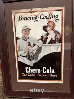Vintage C. 1920 Chero Cola Cardboard Sign Baseball Coca Cola 7up Pepsi Dr Pepper