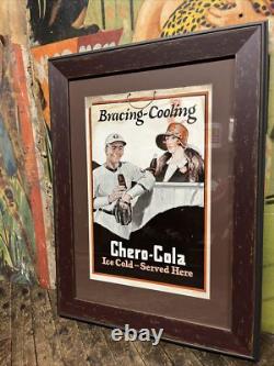 Vintage C. 1920 Chero Cola Cardboard Sign Baseball Coca Cola 7up Pepsi Dr Pepper