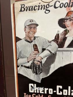 Vintage C. 1920 Chero Cola Cardboard Sign Baseball Coca Cola 7up Pepsi Dr Pepper
