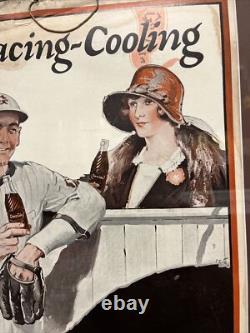 Vintage C. 1920 Chero Cola Cardboard Sign Baseball Coca Cola 7up Pepsi Dr Pepper