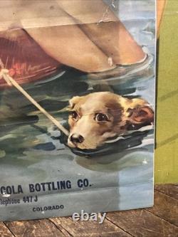 Vintage C. 1920 Orange Crush Sign Coca Cola 7up Pepsi Dr Pepper Beach Sand Dog