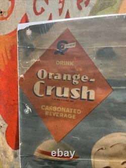 Vintage C. 1920 Orange Crush Sign Coca Cola 7up Pepsi Dr Pepper Beach Sand Dog