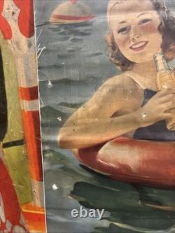 Vintage C. 1920 Orange Crush Sign Coca Cola 7up Pepsi Dr Pepper Beach Sand Dog