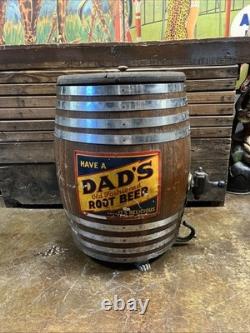 Vintage C. 1940 Dads Root Beer Barrel Soda Dispenser Sign Coca Cola 7up Pepsi