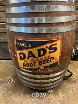 Vintage C. 1940 Dads Root Beer Barrel Soda Dispenser Sign Coca Cola 7up Pepsi
