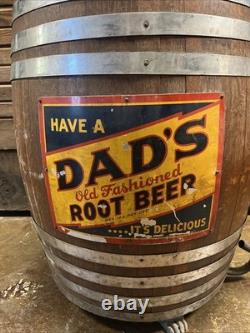Vintage C. 1940 Dads Root Beer Barrel Soda Dispenser Sign Coca Cola 7up Pepsi