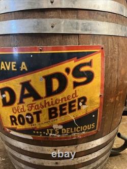 Vintage C. 1940 Dads Root Beer Barrel Soda Dispenser Sign Coca Cola 7up Pepsi