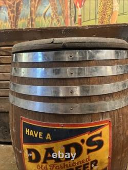 Vintage C. 1940 Dads Root Beer Barrel Soda Dispenser Sign Coca Cola 7up Pepsi
