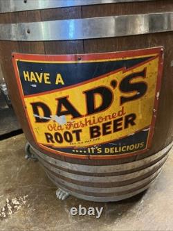 Vintage C. 1940 Dads Root Beer Barrel Soda Dispenser Sign Coca Cola 7up Pepsi