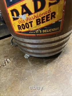 Vintage C. 1940 Dads Root Beer Barrel Soda Dispenser Sign Coca Cola 7up Pepsi