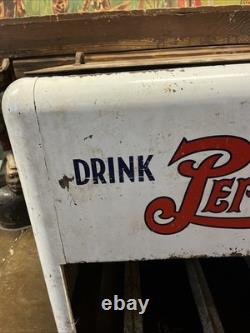 Vintage C. 1940 Drink Pepsi Cola Ice Chest Cooler Sign Coca Cola 7up Dr Pepper