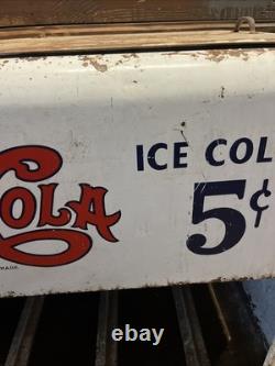 Vintage C. 1940 Drink Pepsi Cola Ice Chest Cooler Sign Coca Cola 7up Dr Pepper