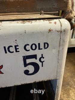 Vintage C. 1940 Drink Pepsi Cola Ice Chest Cooler Sign Coca Cola 7up Dr Pepper