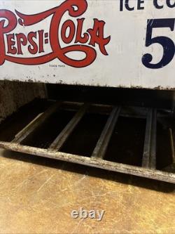 Vintage C. 1940 Drink Pepsi Cola Ice Chest Cooler Sign Coca Cola 7up Dr Pepper