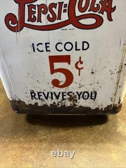 Vintage C. 1940 Drink Pepsi Cola Ice Chest Cooler Sign Coca Cola 7up Dr Pepper