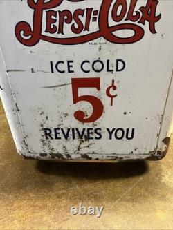 Vintage C. 1940 Drink Pepsi Cola Ice Chest Cooler Sign Coca Cola 7up Dr Pepper