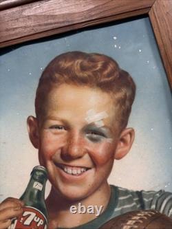 Vintage C. 1950 7up Football Sign Coca Cola Coke Pepsi Orange Crush Dr Pepper