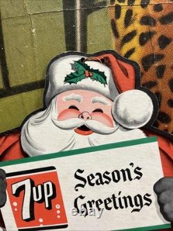 Vintage C. 1950 7up Santa Claus Fan Pull Sign Coca Cola Coke Pepsi Christmas
