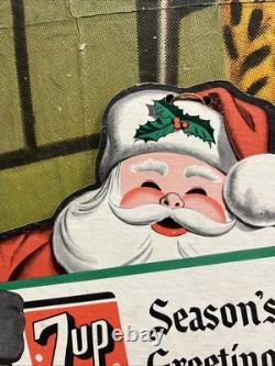 Vintage C. 1950 7up Santa Claus Fan Pull Sign Coca Cola Coke Pepsi Christmas