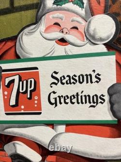 Vintage C. 1950 7up Santa Claus Fan Pull Sign Coca Cola Coke Pepsi Christmas