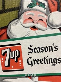 Vintage C. 1950 7up Santa Claus Fan Pull Sign Coca Cola Coke Pepsi Christmas