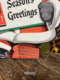 Vintage C. 1950 7up Santa Claus Fan Pull Sign Coca Cola Coke Pepsi Christmas