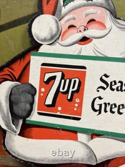 Vintage C. 1950 7up Santa Claus Fan Pull Sign Coca Cola Coke Pepsi Christmas