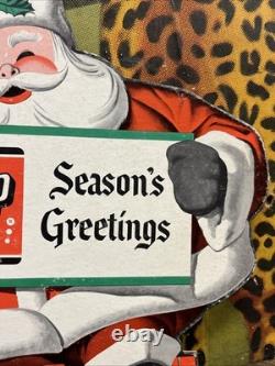 Vintage C. 1950 7up Santa Claus Fan Pull Sign Coca Cola Coke Pepsi Christmas