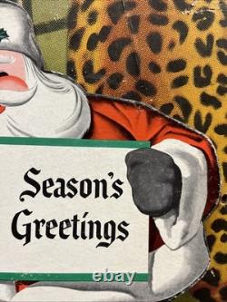 Vintage C. 1950 7up Santa Claus Fan Pull Sign Coca Cola Coke Pepsi Christmas