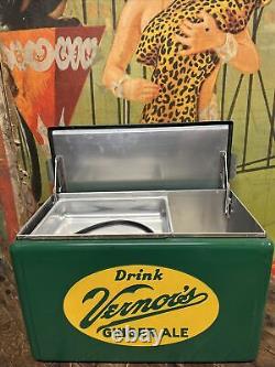 Vintage C. 1950 Drink Vernors Ginger Ale Cronstroms Cooler Sign Coca Cola Nos