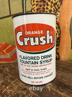 Vintage C. 1960 Orange Crush One Gallon Syrup Can Sign Coca Cola 7up Pepsi Dp